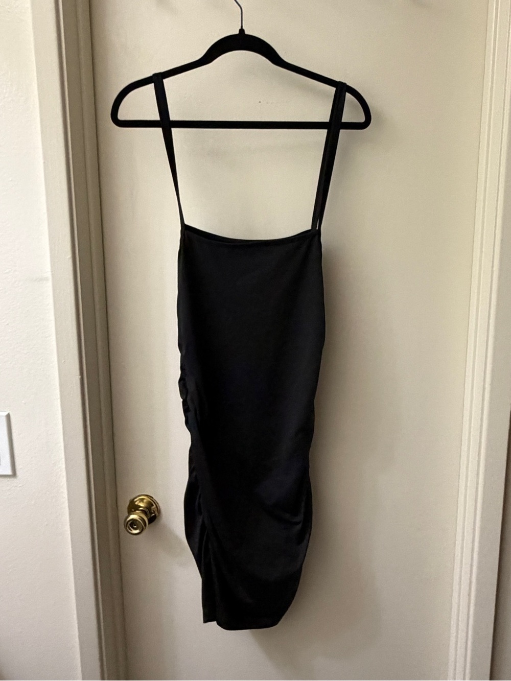 SHEIN Black Midi Slip Dress with Thin Straps